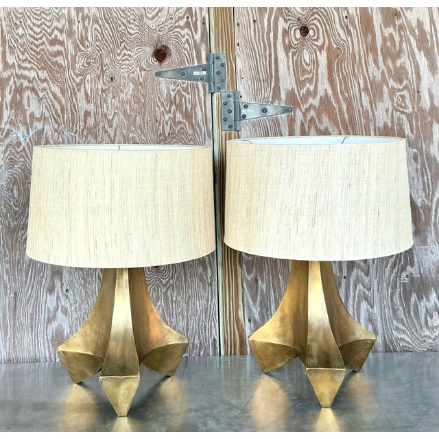 Arteriors Home Boho Arteiors Patinated Metal Lamps - a Pair For Sale - Image 4 of 7