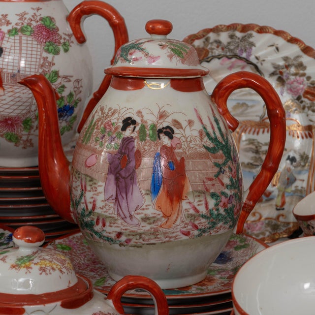 Mid 20th Century 20th Century Japanese Large Collection of Japanese Hand-Painted Porcelain For Sale - Image 5 of 18