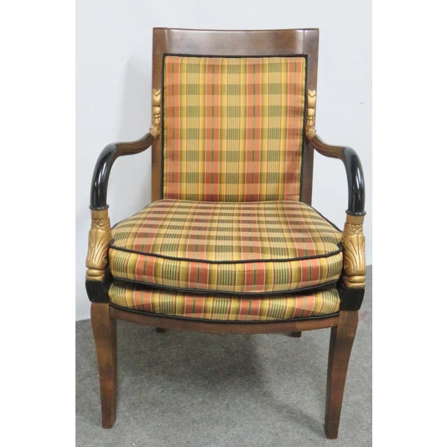 French French Empire Style Fruitwood Gilt Ebonized Carved Chair For Sale - Image 3 of 7