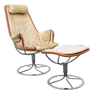 Mid Century Danish Modern Lounge Chair Dux Bruno Mathsson Jetson Leather Swivel For Sale