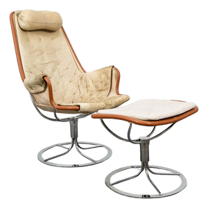 Mid Century Danish Modern Lounge Chair Dux Bruno Mathsson Jetson Leather Swivel