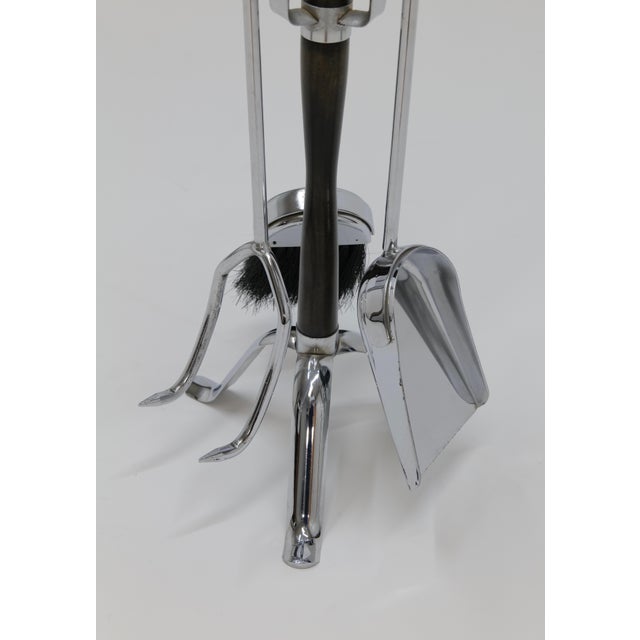 Mid Century Chrome and Wood Fireplace Tools For Sale - Image 13 of 17