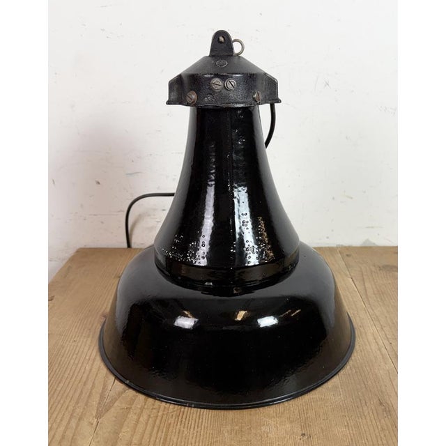 Industrial Bauhaus Black Enamel Pendant Lamp, 1930s For Sale - Image 12 of 18