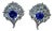 3.6 Ct Round Tanzanite & 3.6 Ct Rose Cut Diamond Post Earrings in 18 Karat Gold For Sale