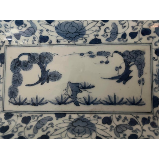 Antique Japanese Rectangular Blue and White Dishes - Set of 2 For Sale - Image 11 of 18
