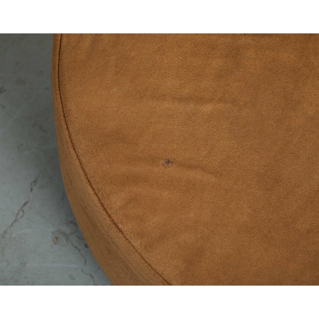 Contemporary Round Brown Suede Ottomans For Sale - Image 14 of 18