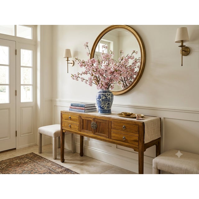 Wood Honey Brown 4 Drawers Slim Narrow Console Side Foyer Table For Sale - Image 7 of 13
