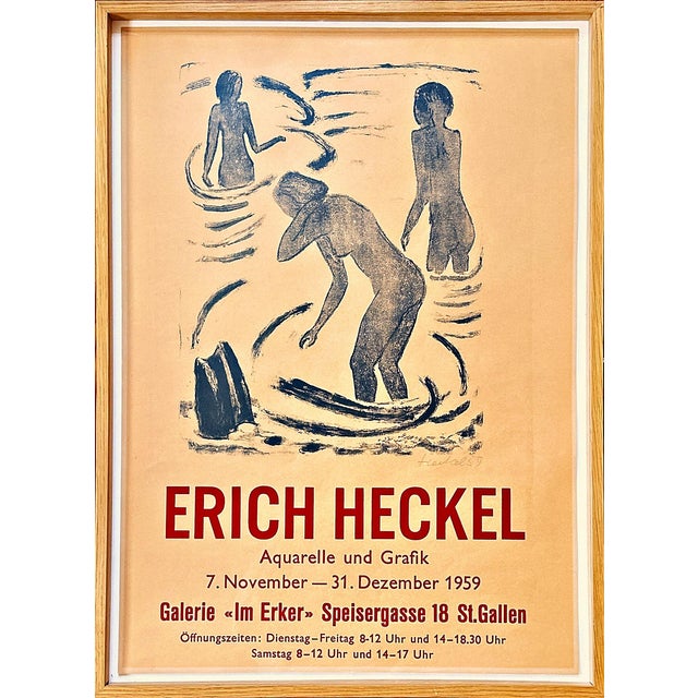 Nude Bathing Girls Poster from Erich Heckel, 1957 For Sale