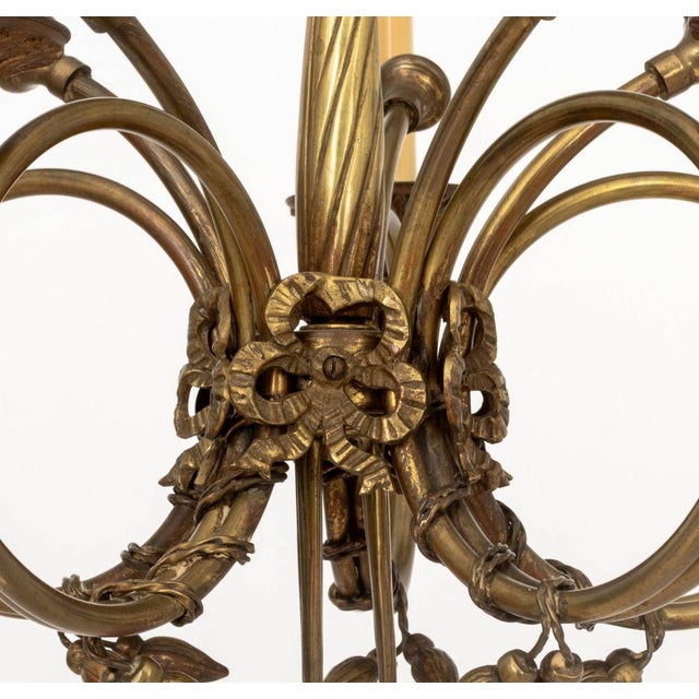 Metal Louis XVI Style Brass Five-Branch Chandelier For Sale - Image 7 of 9