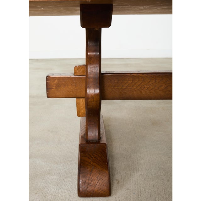 Country French Provincial Oak Farmhouse Trestle Dining Table 9 Ft For Sale - Image 10 of 18