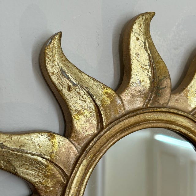 Vintage Late-20th Century Sunburst Wall Mirror For Sale - Image 9 of 12