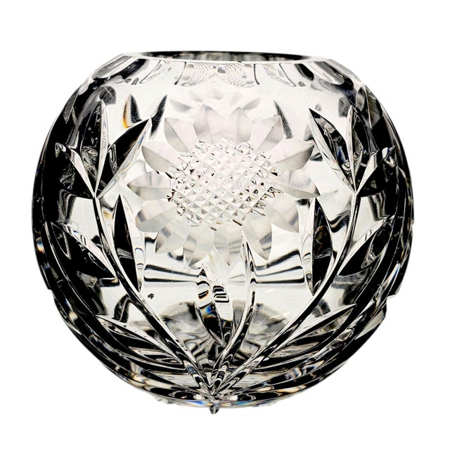 Lausitzer Margaret German Lead Crystal Rose Bowl 5" Sunflower Pattern For Sale - Image 14 of 14