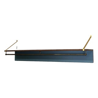 Mid-Century Modern Italian Wood and Metal Wall Coat Rack with Hat Rack, 1960s For Sale