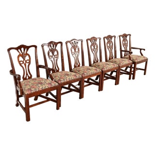 Henredon Georgian Carved Mahogany Dining Chairs, Set of Six For Sale