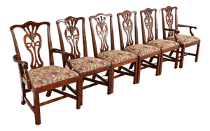 Henredon Georgian Carved Mahogany Dining Chairs, Set of Six