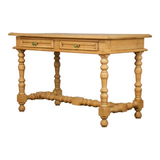 Antique French Louis XIII Style Provincial Stripped Oak Writing Desk For Sale