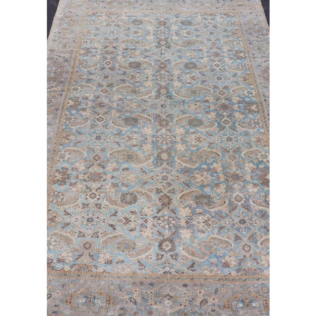 Antique Persian Sultanabad in Floral All-Over Design in Light Blue With Tan 5'0 X 8'2 For Sale - Image 4 of 13