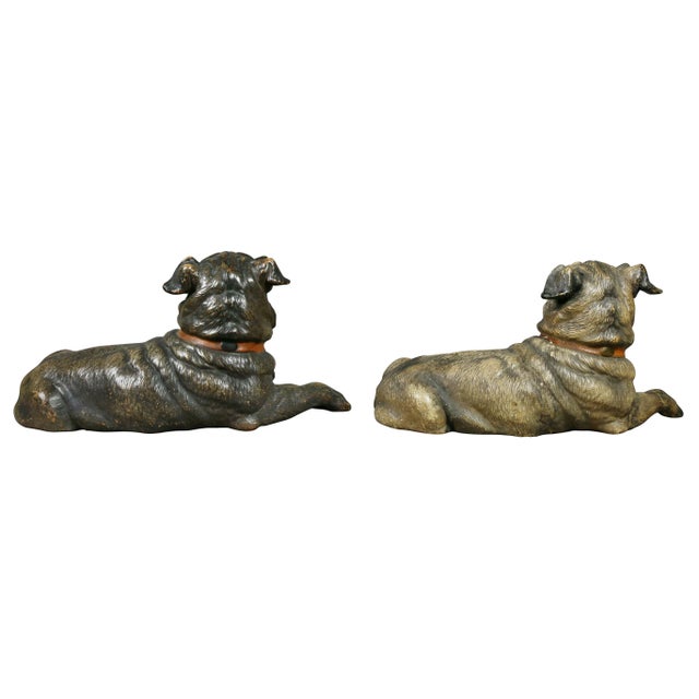 Ceramic Two Terracotta Figures of Reclining Pug Dogs For Sale - Image 7 of 10