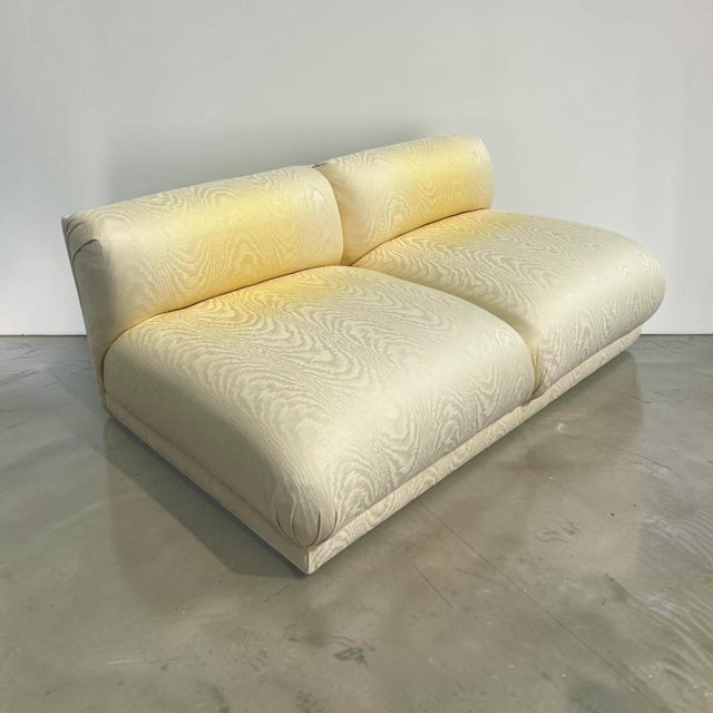 Vintage Bernhardt Brass Base Slipper Love Seat For Sale - Image 9 of 14