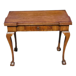 18th Century Chippendale Mahogany and Tooled Leather Fold Top Games Table