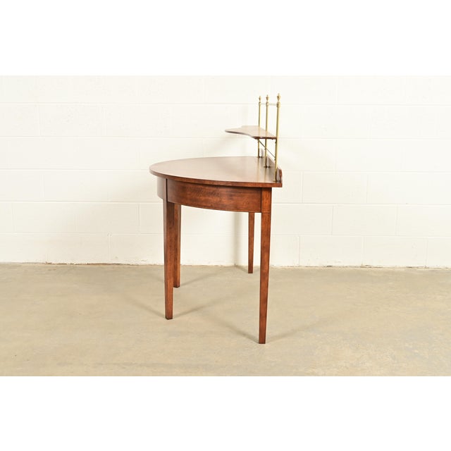Baker Furniture Federal Banded Mahogany Demilune Console Table or Entry Table For Sale - Image 10 of 13