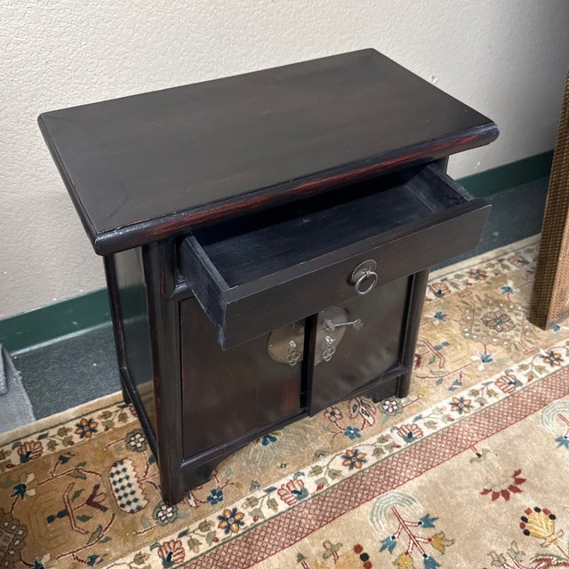 Asian Chinese Lacquered Nightstand For Sale - Image 3 of 12