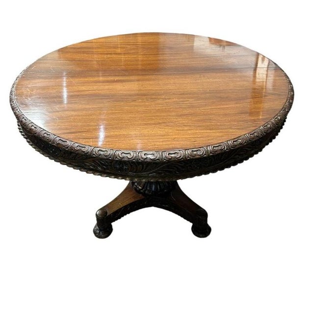 Antique Burmese Round Dining Table in Carved Hardwood, 1840 For Sale - Image 10 of 10