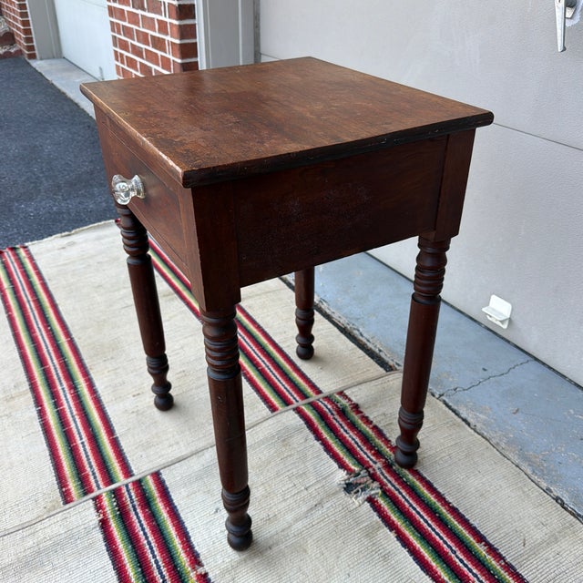 Farmhouse Antique Walnut Sheraton One Drawer Stand, Lebanon County, Pennsylvania, Circa 1830s For Sale - Image 3 of 12