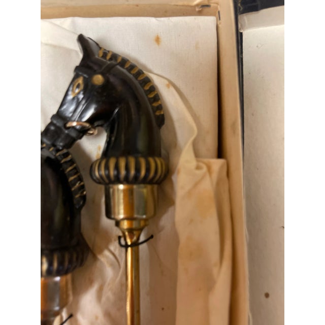 Metal 50s/60s Fathers Brass Hermes-Style Horse Head Barware Set- 6 Pieces For Sale - Image 7 of 8