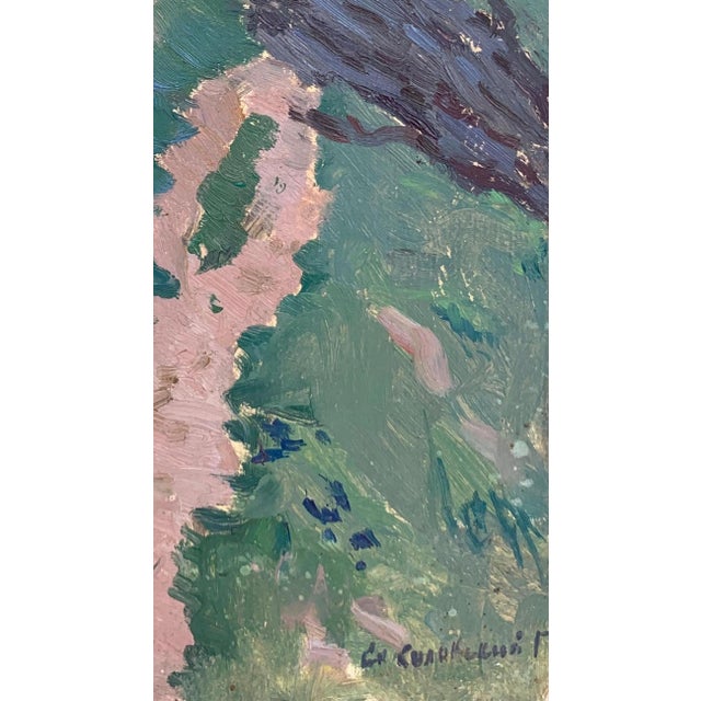 Vintage Ukrainian Impressionist Oil Painting, Rural Landscape, 1960s 27-15 For Sale - Image 6 of 6