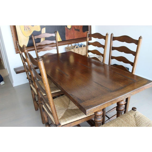 Vintage Ladderback Rush Seat Side Chairs Set of 6 For Sale - Image 14 of 17