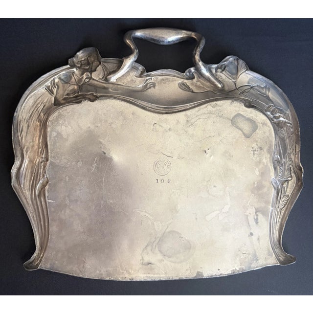 Metal Antique Art Nouveau Silver Crumb Tray For Sale - Image 7 of 8