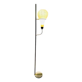 Floor Lamp in Opal Glass & Brass, 1960s For Sale