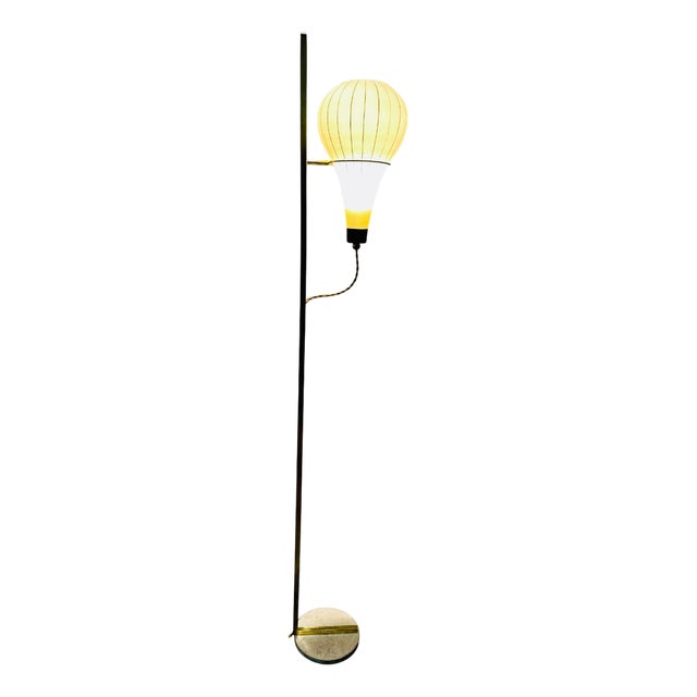 Floor Lamp in Opal Glass & Brass, 1960s For Sale