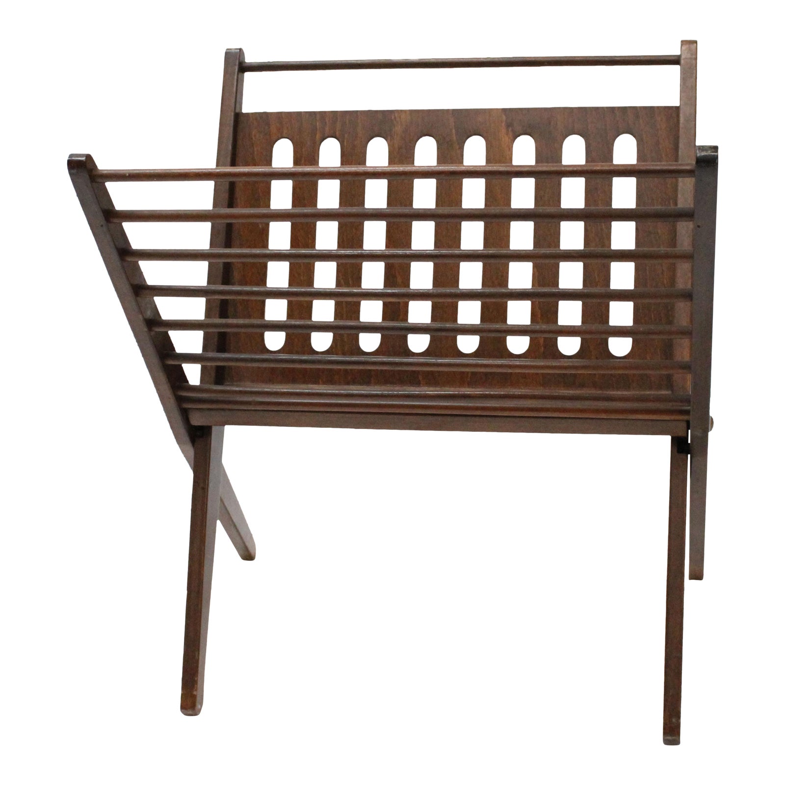 MidCentury Walnut Folding Magazine Rack Chairish