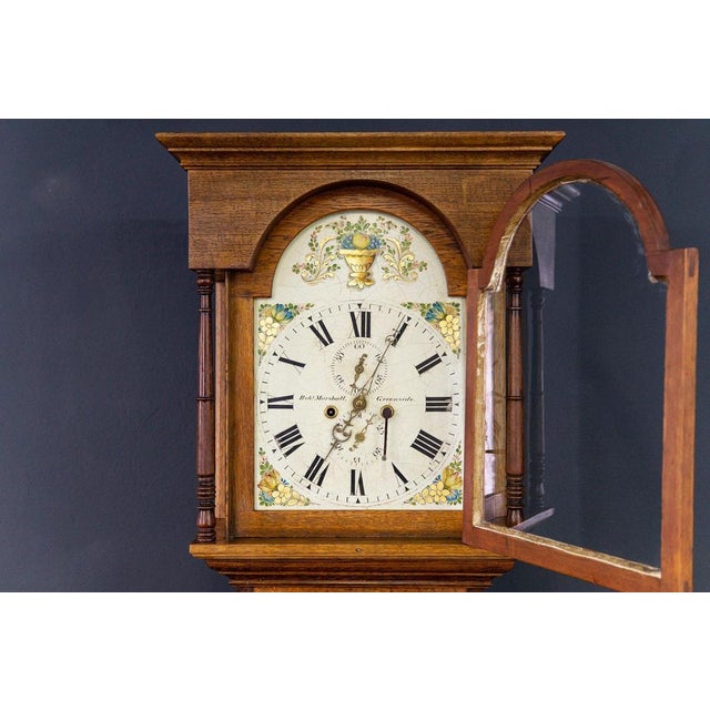 Wood Antique English Grandfather Clock For Sale - Image 7 of 18