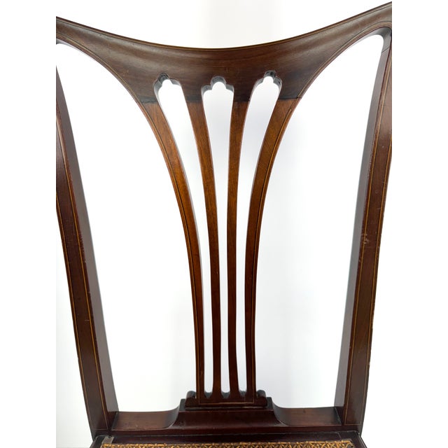 Antique Federal Style Mahogany Chair With Cane Seat and Shield Back Detail For Sale - Image 9 of 12