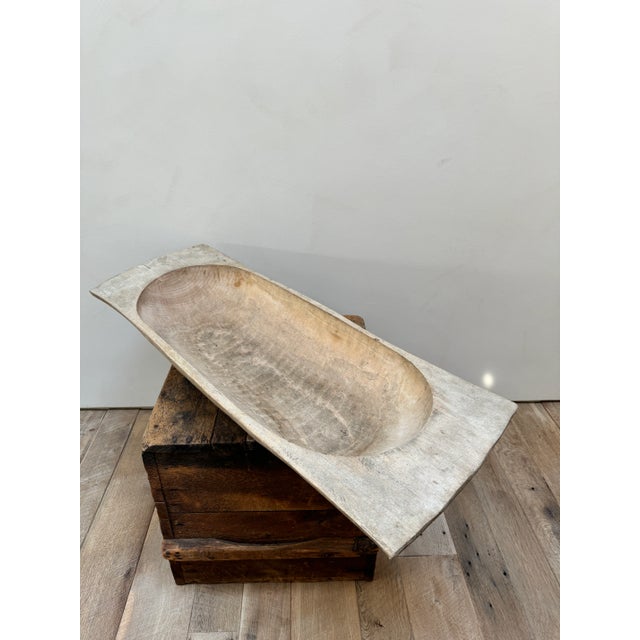 Wood XL Antique Sculptural Wooden Hand Carved Dough Bowl For Sale - Image 7 of 12