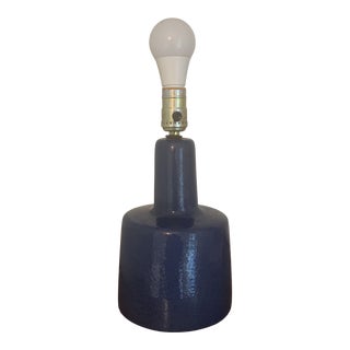 1960s Gordon Martz Ceramic Table Step Lamp in Sapphire Blue For Sale