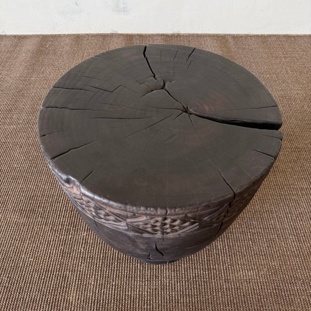 2020s Gio Solid Walnut Carved Side Table 17.5" For Sale - Image 5 of 7
