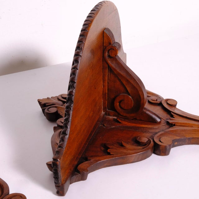 Small Wall Shelves and Consoles in Fir Wood, 1900s, Set of 2 For Sale - Image 6 of 15