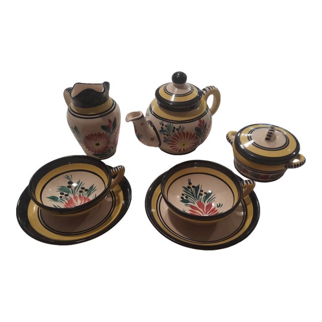 1980s Henriot Quimper Tea for Two Set - 7 pcs For Sale