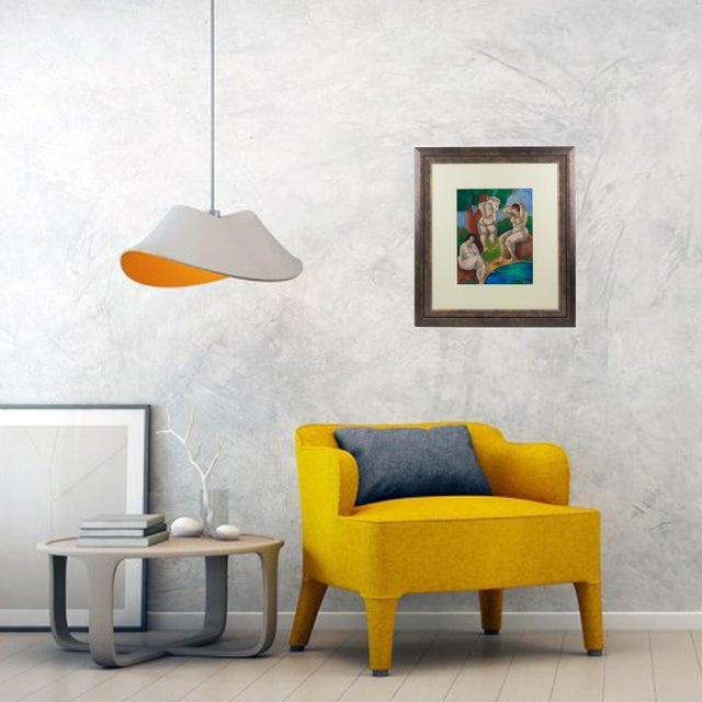 Nude Women Bathers Pastel Painting by Catherine Bres-Rhocanges, Late 20th Century For Sale - Image 12 of 14