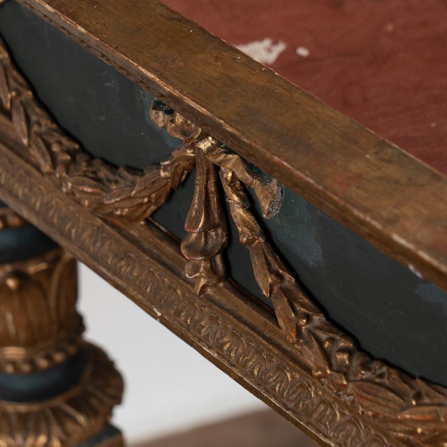 19th Century Swedish Giltwood & Blue Side Table With Hidden Storage For Sale - Image 6 of 18
