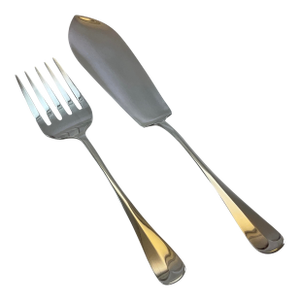 1980s Silver Pair Fish Servers, Fish Serving Fork & Fish Serving Knife, Rattail