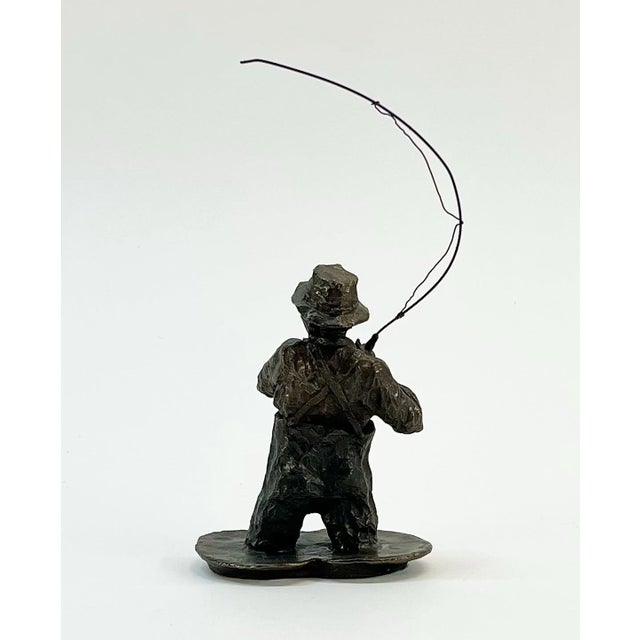 Figurative Original Retired Cast Bronze Titled "Hooked" by Mark Hopkins Circa 1989 For Sale - Image 3 of 11