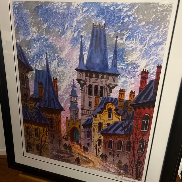 Contemporary Seriagraph by Anatole Krasnyansky (American/Ukrainian B. 1930), Signed Framed Titled Old Prague For Sale - Image 3 of 12
