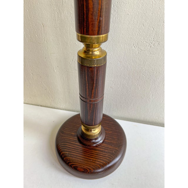 1970s Dark Pine and Brass Table Lamp from Aneta, Sweden, 1970s For Sale - Image 5 of 11