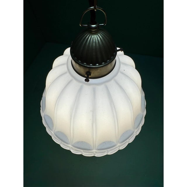 Gold Vintage Opal Glass Pendant Light, 1920s For Sale - Image 8 of 11