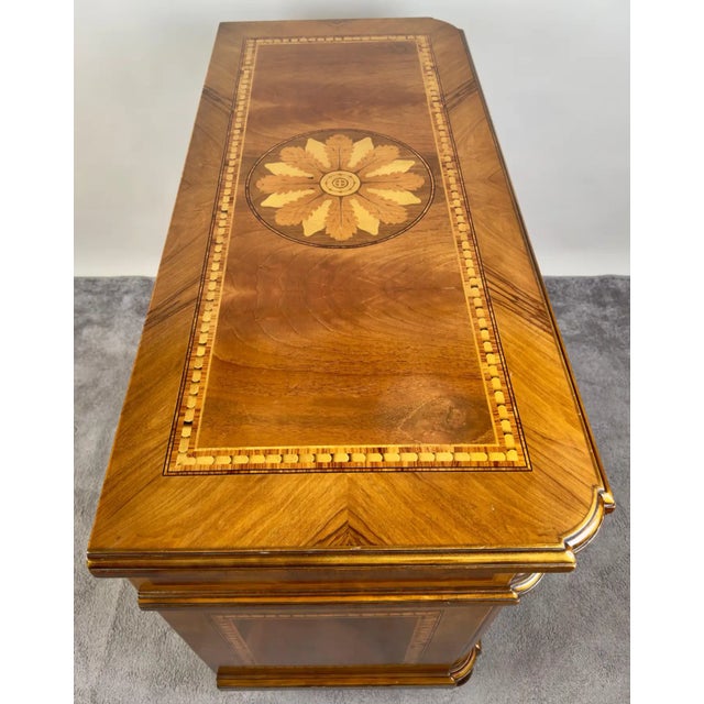 Italian Neoclassical Marquetry Decorative Crafts Three Drawer Chest or Commode For Sale - Image 9 of 12